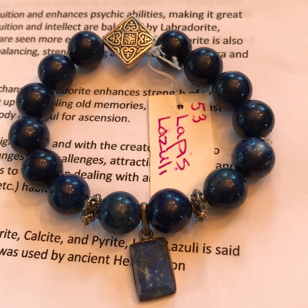 COPY - Lapis Lazuli Beaded Bracelet w/ Lapis Charm